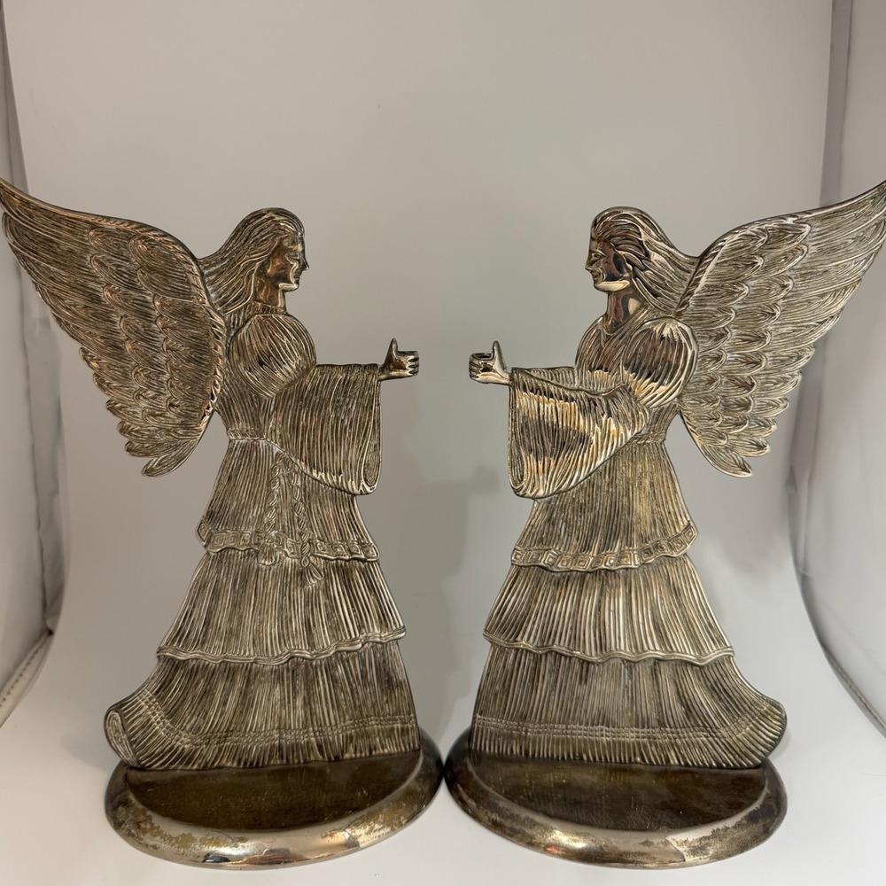 International Silver Co. Vintage Silver Angel Candle Holder 1994 Set 2